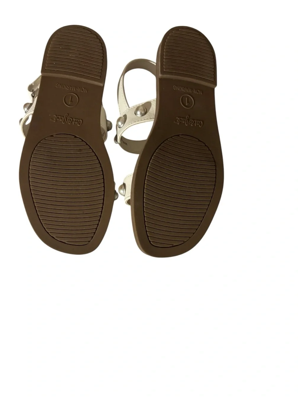 Cat & Jack White Pearl-Stud Double Strap Slingback Sandals